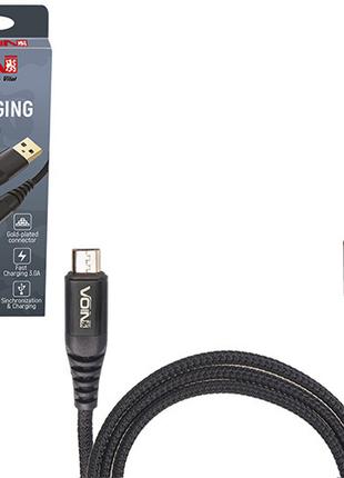 Кабель VOIN CC-4201M BK, USB - Micro USB 3А, 1m, black (быстра...