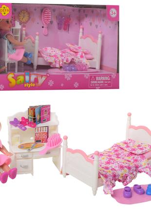 Лялька 10см, ліжко, стіл, стілець, аксесуари, 2 види DEFA 8393