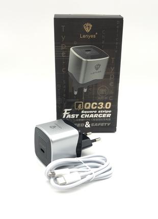 СЗУ адаптер 220V LENYES LCH082 PD20W + кабель Type-c на iPhone