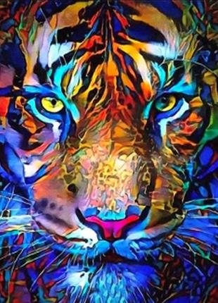 Алмазна мозаїка Неоновий тигр Go To Art 20*30см на підрамнику