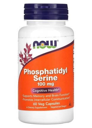 Фосфатидилсерин, 100 мг, Phosphatidyl Serine, Now Foods, 60 ве...