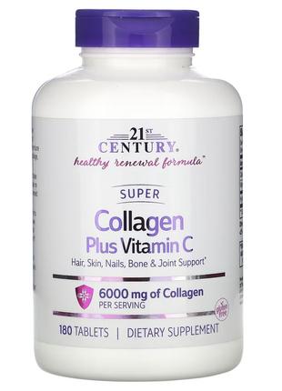 Супер Колаген з вітаміном C, 1000 мг, Super Collagen Plus Vita...