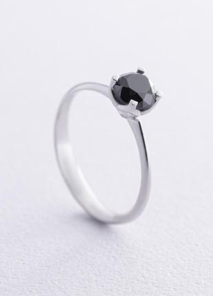 Помолвочное кольцо с черным бриллиантом (белое золото) 236291122