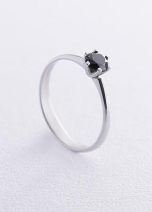 Помолвочное кольцо с черным бриллиантом (белое золото) 236071122