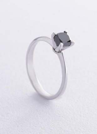 Помолвочное кольцо с черным бриллиантом (белое золото) 236371122