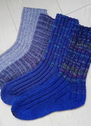 Вязаные теплые носки унисекс в оттенках синего (р 35-45)