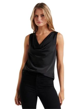 Чорний атласний топ блуза H&M, розмір 34 (XS)