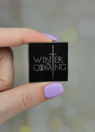 Металлический значок - пин "winter is coming. игра престолов. ...