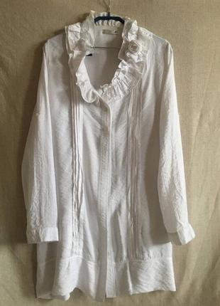 Удлиненная белая рубашка легкий летний жакет s&amp;w в стиле бохо