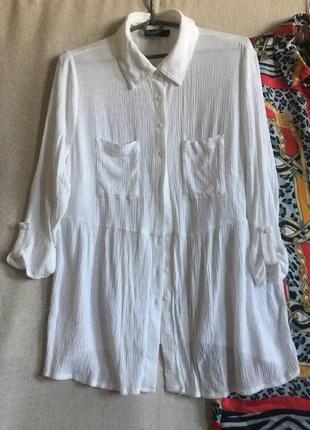 Удлиненная белая рубашка вискоза муслин