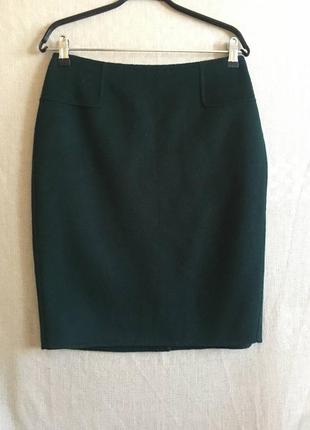 Luisa cerano новая теплая шерсть+кашемир изумрудная юбка карандаш