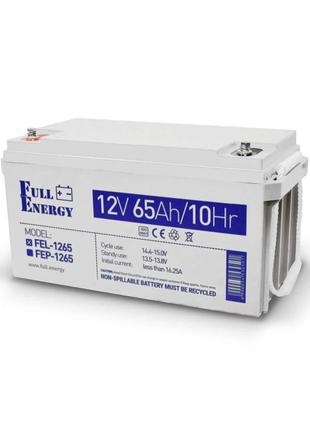 Акумулятор гелевий 12В 65 Аг для ДБЖ Full Energy FEL-1265