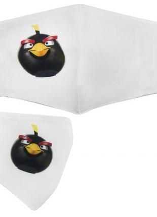 Многоразовая 4-х слойная защитная маска "Angry birds Бомб" раз...