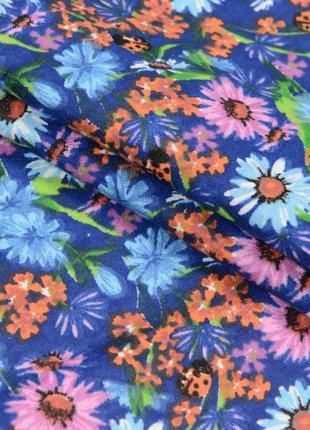 Ткань фланель для сорочек пижам халатов цветы разноцветные