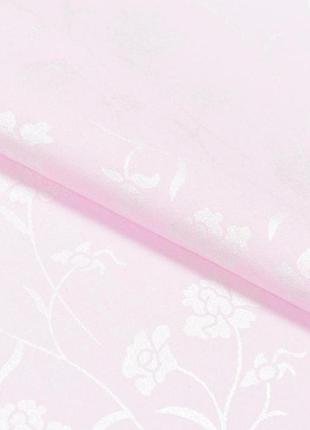 Ткань тик наперниковый розовый цветы цветочки серебро
