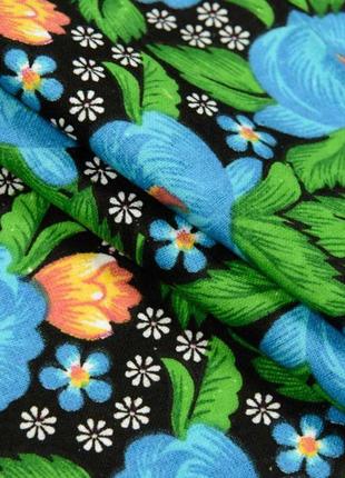 Тканина фланель для сорочок піжам халатів квіти великі