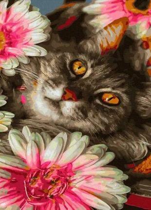Картина по номерам "Кот в цветах" 40х50 см [tsi205344-ТSІ]