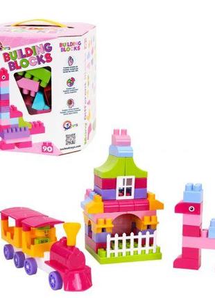 Конструктор "Building Blocks", 90 деталей, розовый [tsi150598-...