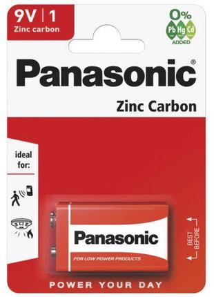 Батарейка PANASONIC 6F22 / 1BL Zinc Carbon [tsi216708-ТSІ]
