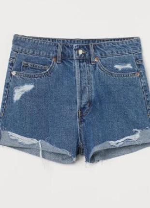 Шорти джинсові . короткие джинсы с высокой талией от h&m