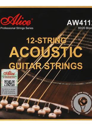 Струны на 12 струнку для акустической гитары Alice AW4112 012-052