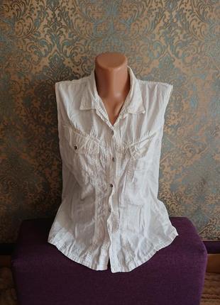Женская белая блуза хлопок размер батал 48/50 блузка футболка