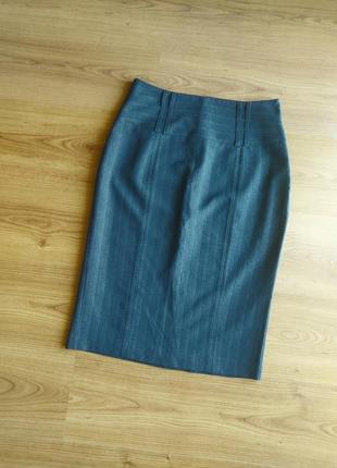 Классическая офисная серая юбка юбка карандаш миди f&amp;f, р. 10