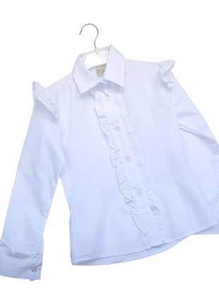 Шкільна блузка з довгим рукавом для дівчинки біла р122-128 тур...