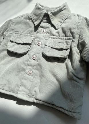 Утепленная детская рубашка из микровельвета