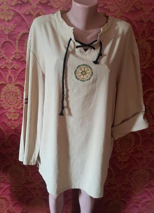 Рубашка в этно стиле из вареного хлопка
