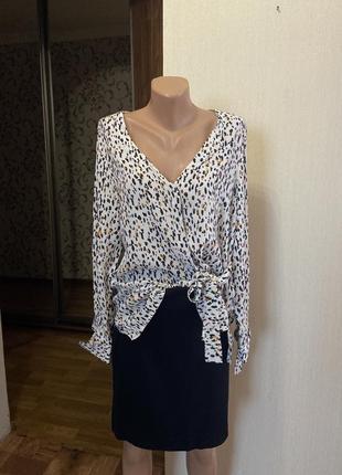Базовая белая леопардовый принт блуза new look, размер 44-46