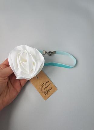 Чокер роза молочная из искусственного шелка аргани, диаметр 7 см