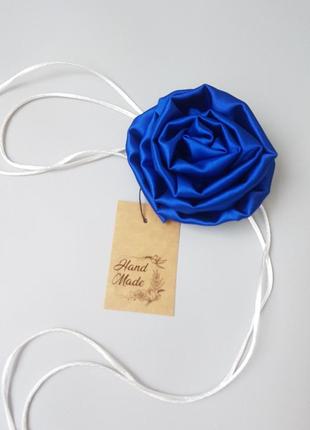 Чокер цветок роза на шею роза синяя, 8 см