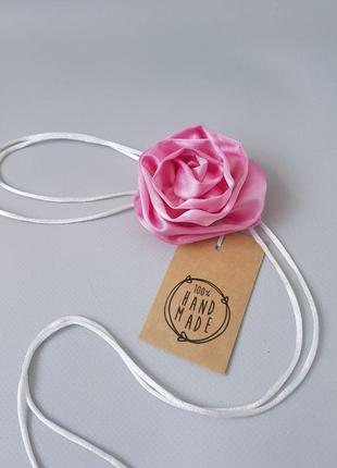 Чокер цветок роза на шею роза розовая, 5,5 см