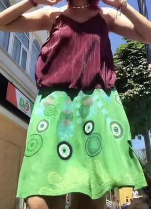 Зеленая этническая хиппи юбка солнце с всевидящим оком