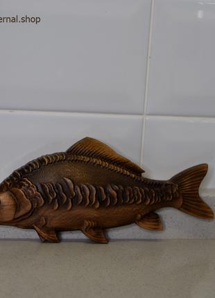 Короп дзеркальний риба різьблена дерев'яна Розмір 10 х 20 см. ...