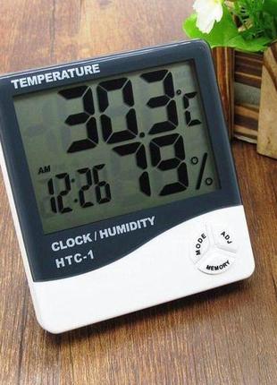 Термогигрометр бытовой htc-1 термометр часы метеостанция будил...