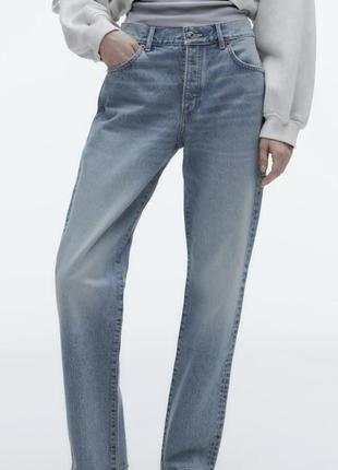 Zara прямые джинсы со средней посадкой, брюки, брюки
