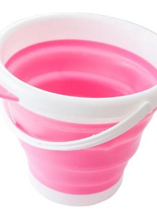 Ведро 5 литров туристическое складное Collapsible Bucket Розовое