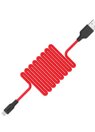 Кабель HOCO microUSB USB 2A 1m Black-Red (X21)