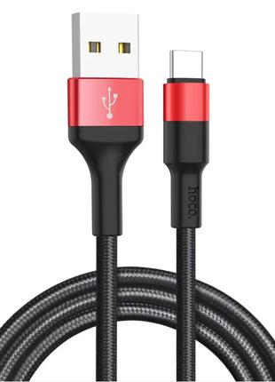 Кабель Hoco USB Type-C 2A 1m Black-Red (X26)