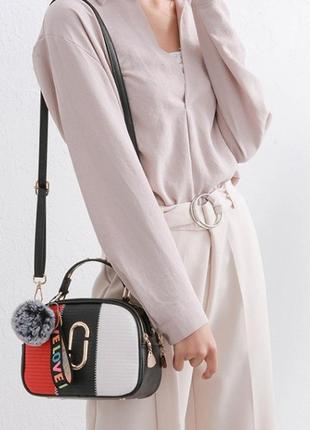 Модная женская сумка с меховым брелоком подвеской, маленькая с...
