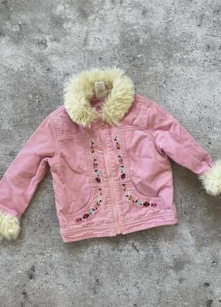 Детская розовая вельветовая куртка gymbore 3-4 года