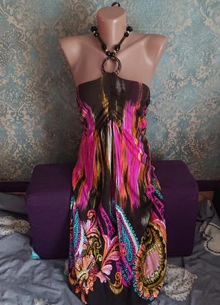 Красивый сарафан бандо с бусами р.44/46 платье