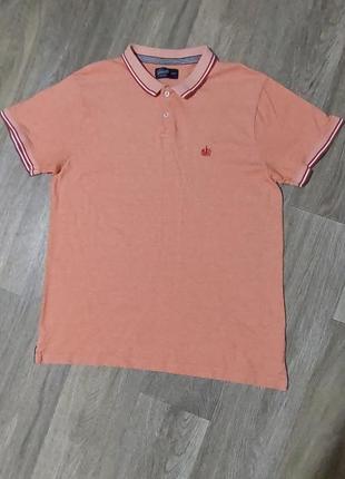 Мужская оранжевая футболка / fabric 8 / коттоновое поло / мужс...