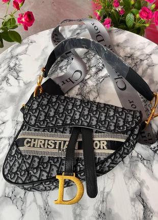 Сумка женская christian dior saddle silver monogram седло сумк...