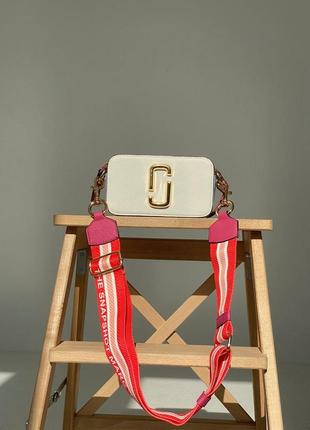 Жіноча сумка через плече marc jacobs small camera bag white/pi...