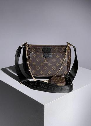 Сумка женская louis vuitton pochete multi brown/black lv луи в...
