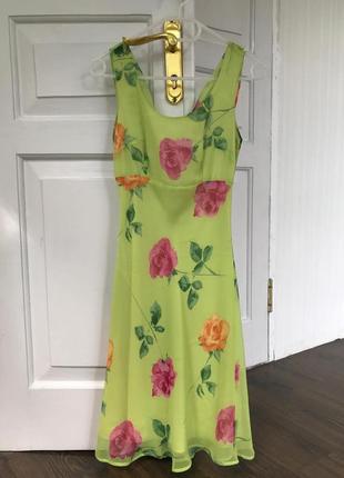 Винтаж винтажное платье в цветы розы франции