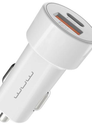 АЗУ WUW C139 USB & Type-C port 2.4A car charger White